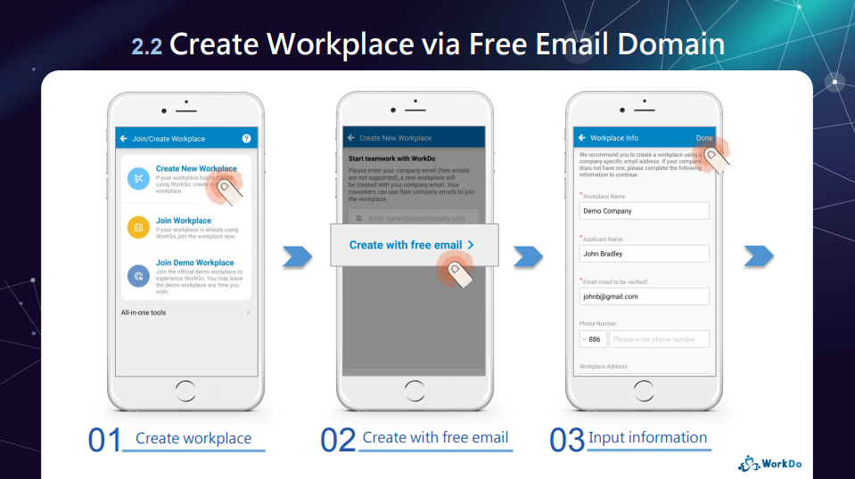 Create workplace (Free email domain)